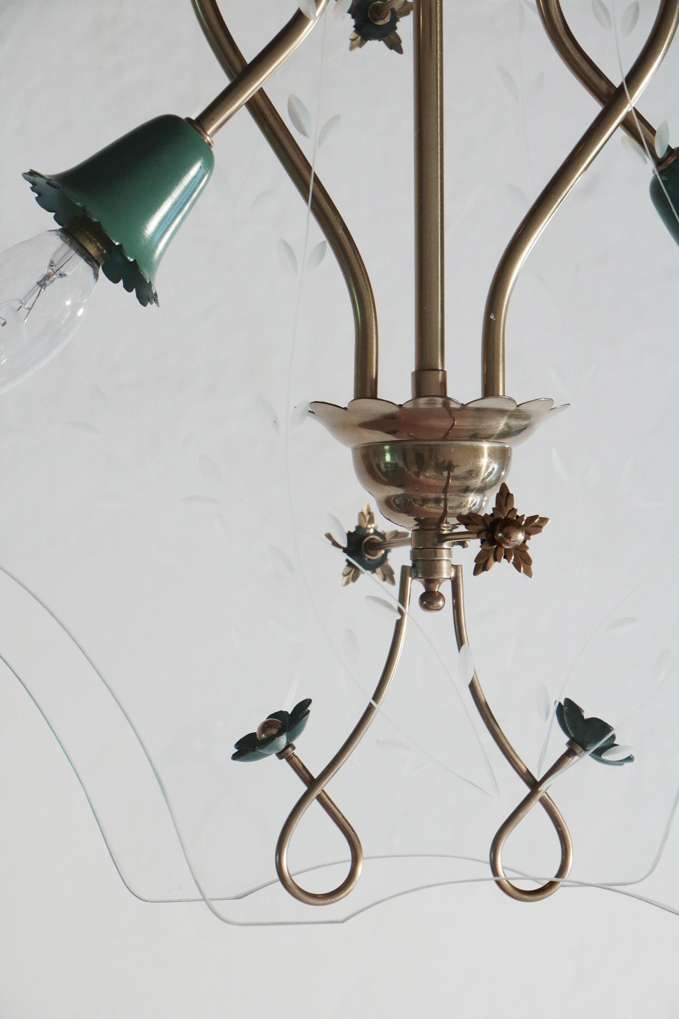 Mid-20th Century Italian Mid-Century Chandelier by Pietro Chiesa for Fontana Arte, 1940s For Sale