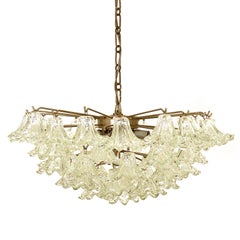 Italian Mid-Century Chandelier with Glass Blossoms, 1955, Murano