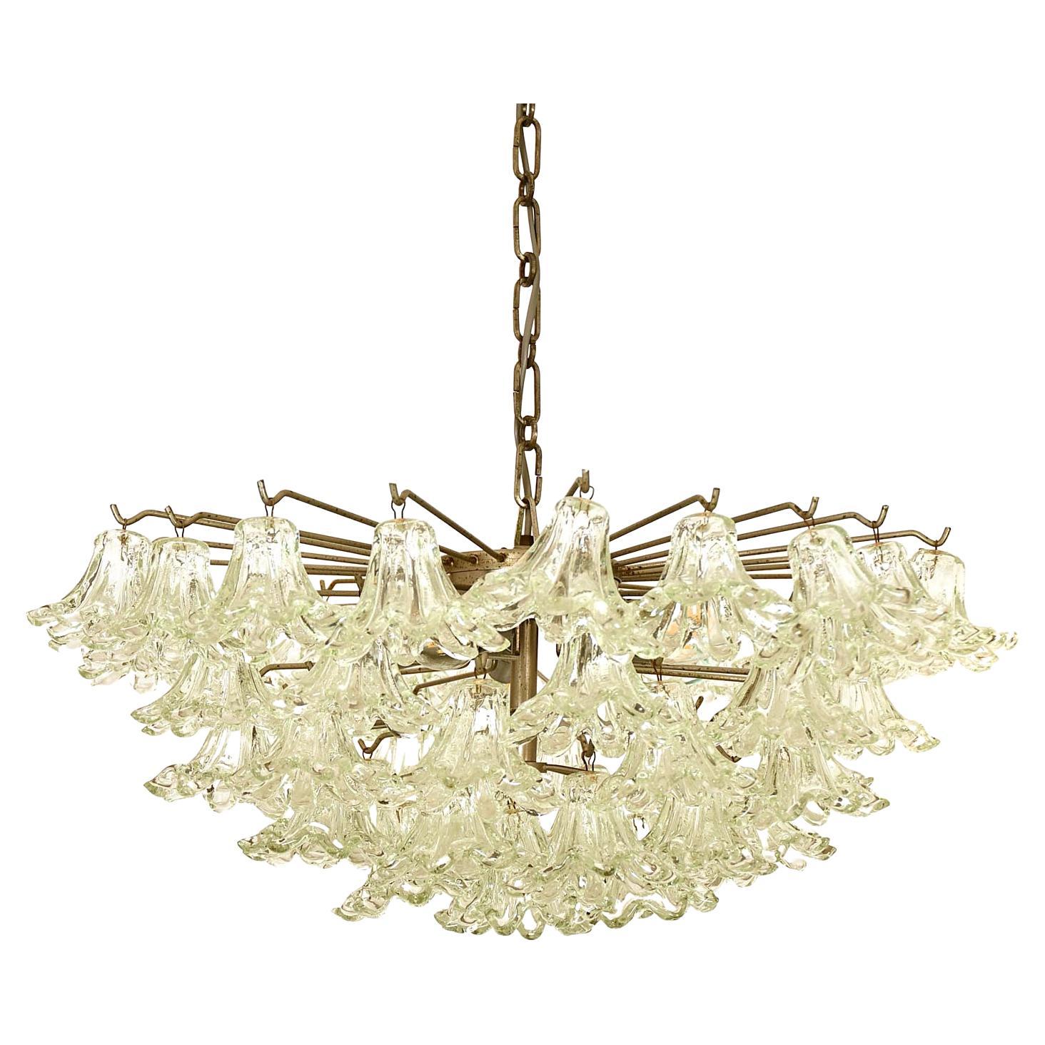Italian Mid-Century Chandelier with Glass Blossoms, 1955, Murano For Sale
