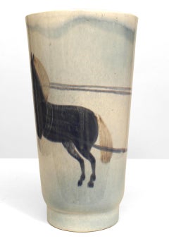 Italian Mid-Century Chariot Motif Porcelain Vase