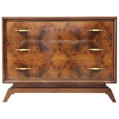 Used Italian Mid-Century Chest of Drawers with Brass Handles, 1950s