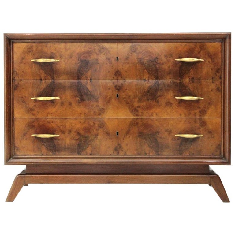 Italian Mid Century Chest Of Drawers With Brass Handles 1950s At