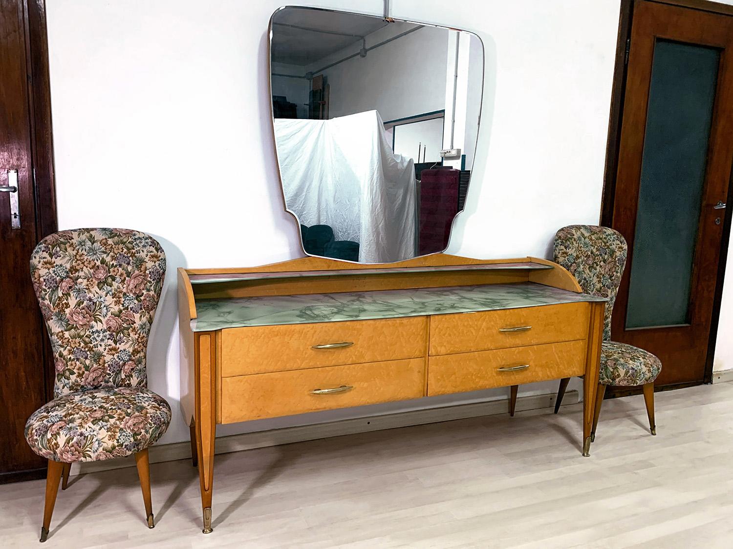 Italian Mid-Century Chest of Drawers with Mirror Gio Ponti Style, 1950's For Sale 7