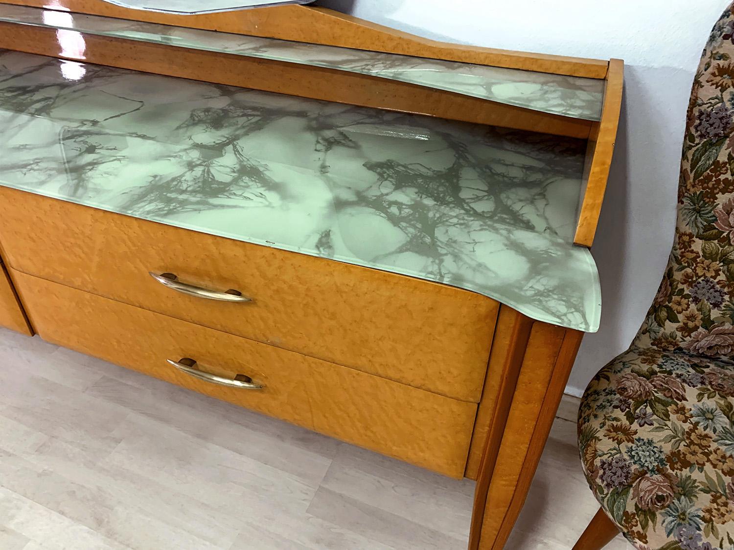 Italian Mid-Century Chest of Drawers with Mirror Gio Ponti Style, 1950's For Sale 5