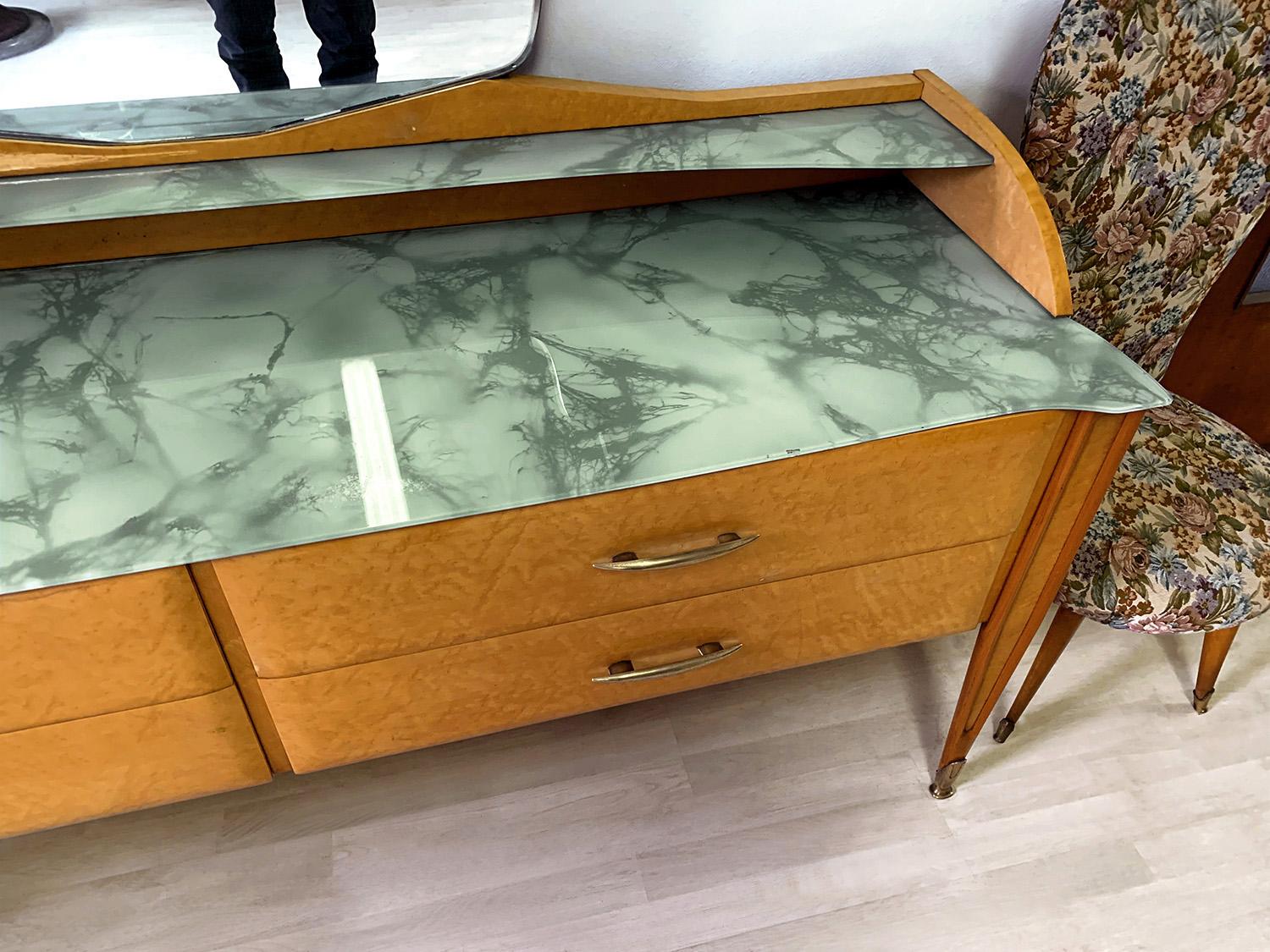 Italian Mid-Century Chest of Drawers with Mirror Gio Ponti Style, 1950's For Sale 10