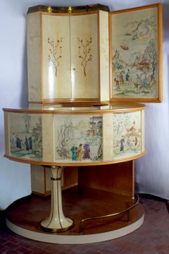 Set da bar italiano di metà secolo in stile cineserie  Attr. a Osvaldo Borsani