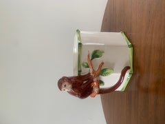 Italian Mid-Century Chinoiserie Porcelain Monkey Cachepot Planter