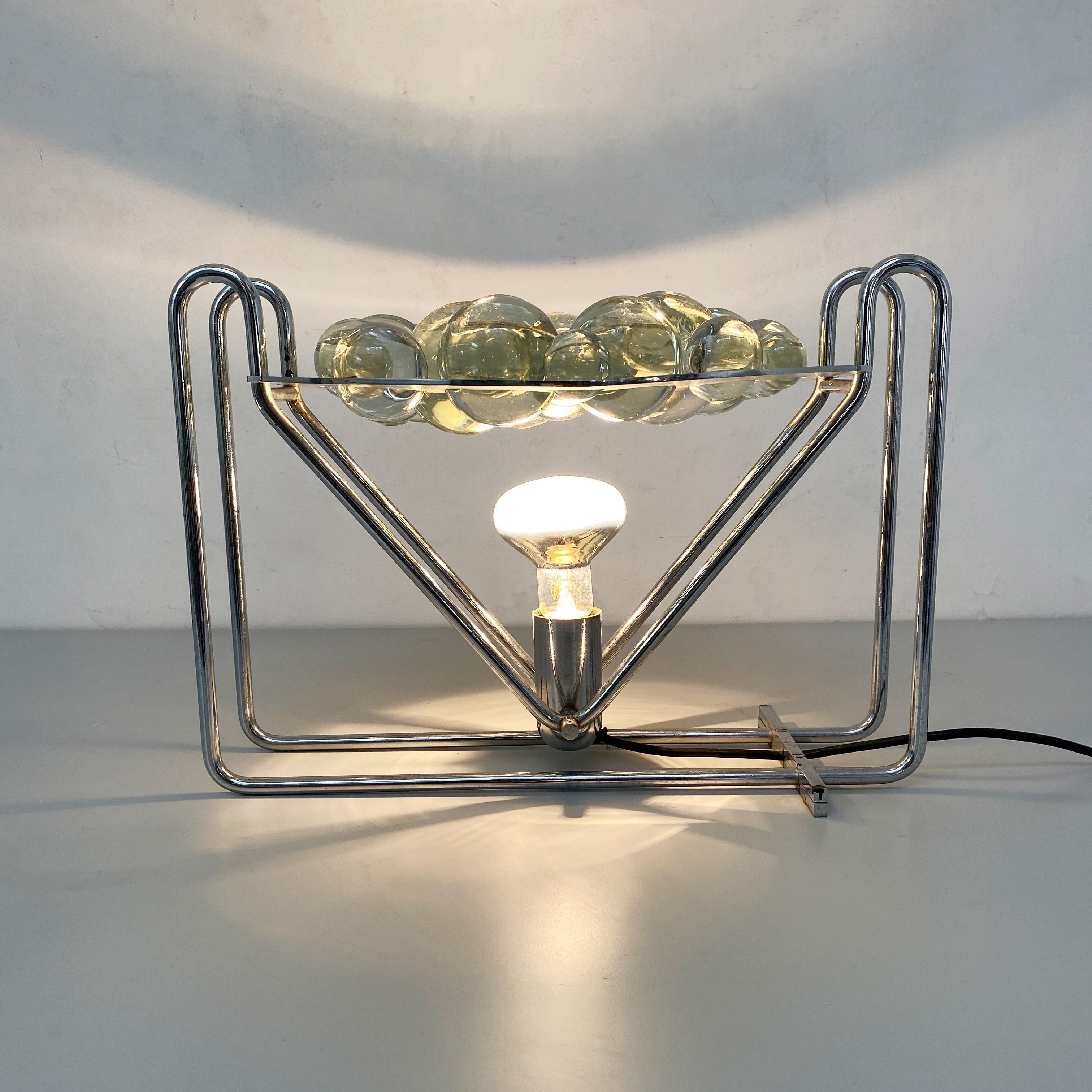 Italian Mid-Century Chrome Table Lamp with Glass Spheres, 1970s 4