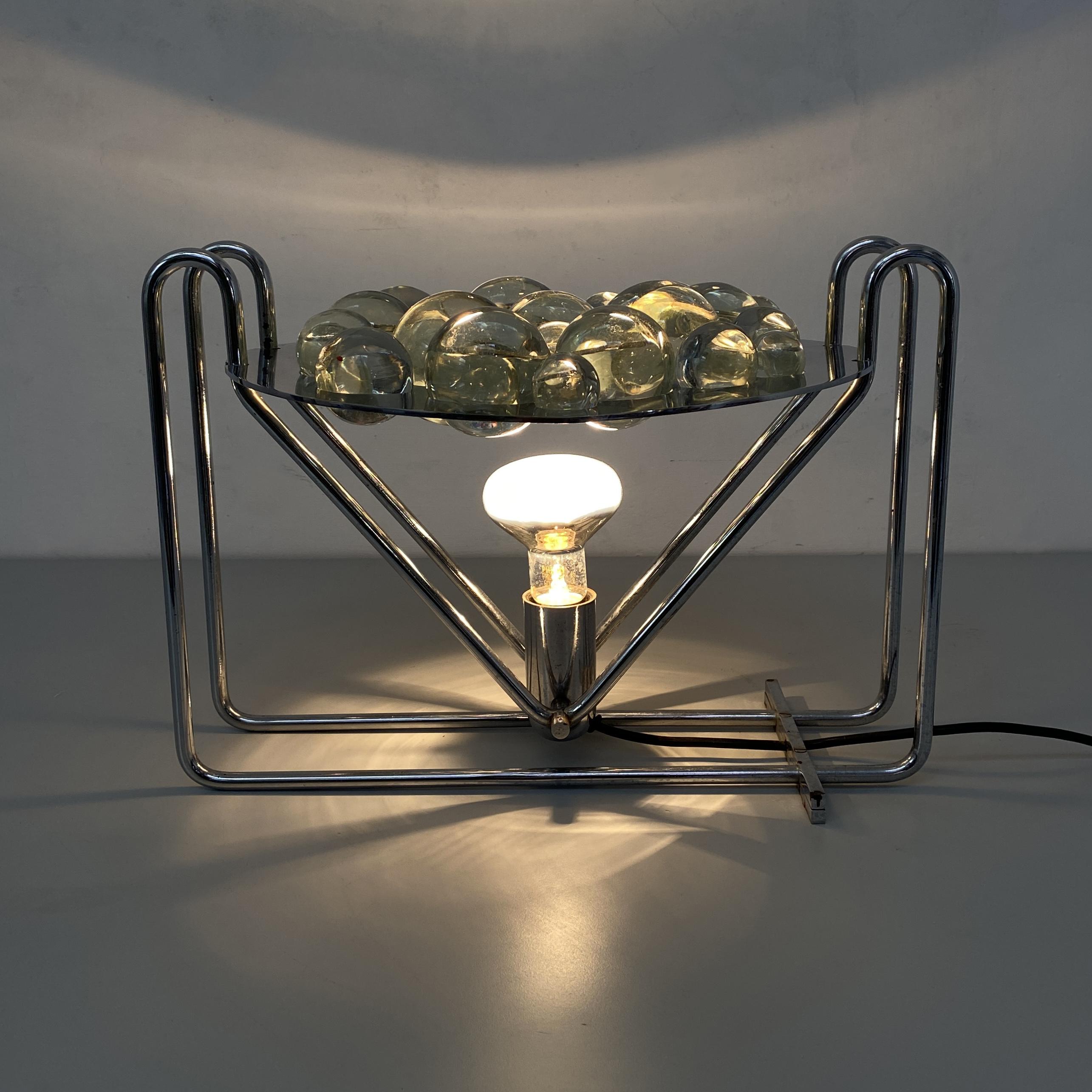 Metal Italian Mid-Century Chrome Table Lamp with Glass Spheres, 1970s