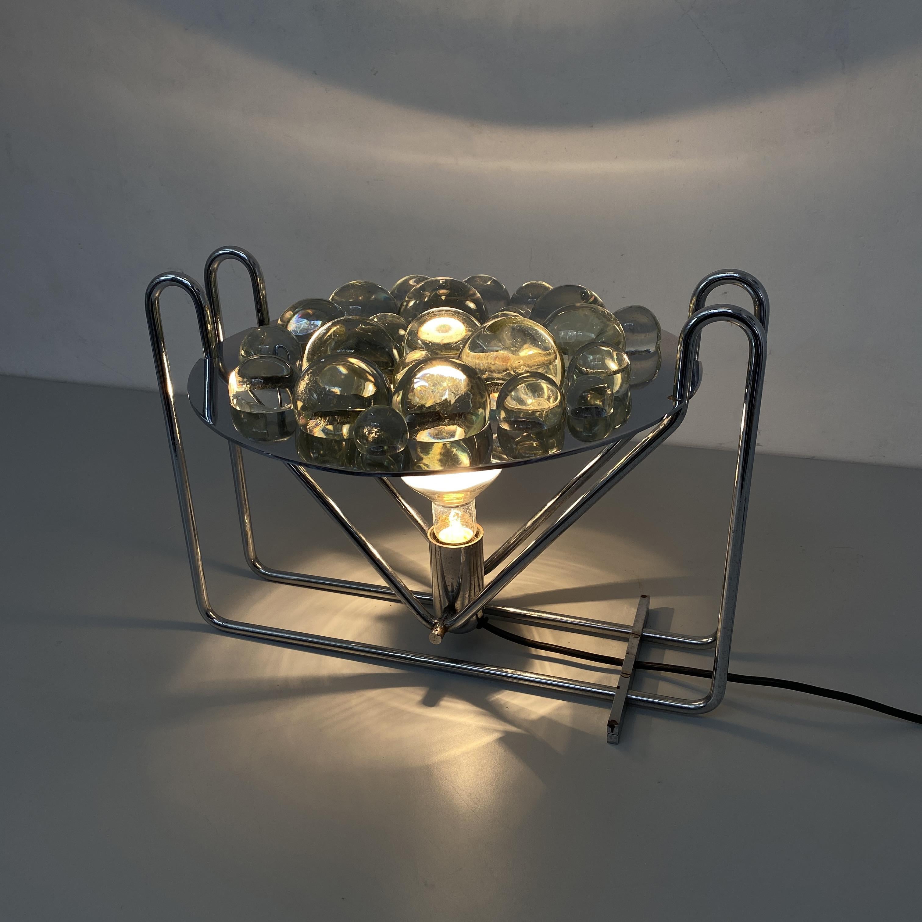 Italian Mid-Century Chrome Table Lamp with Glass Spheres, 1970s 3