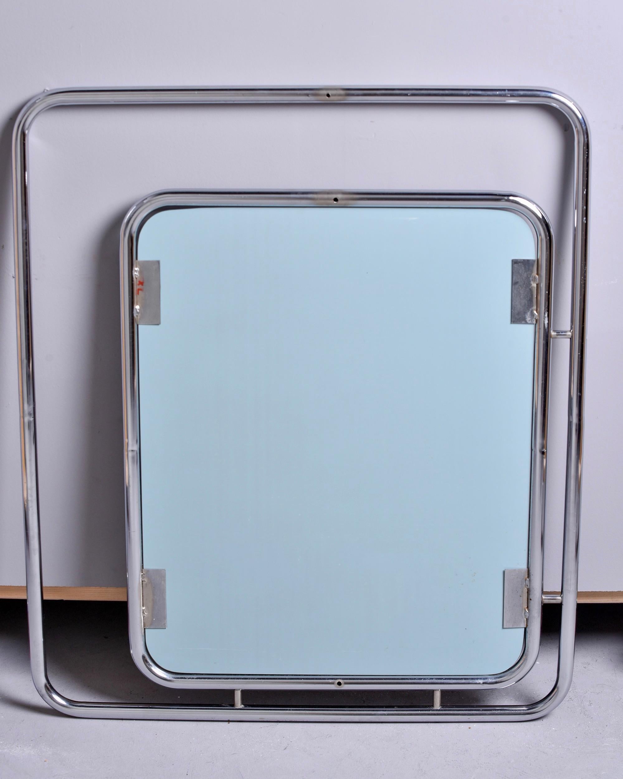 Italian Mid Century Chrome Trimmed Square Mirror Within Chrome Frame For Sale 7