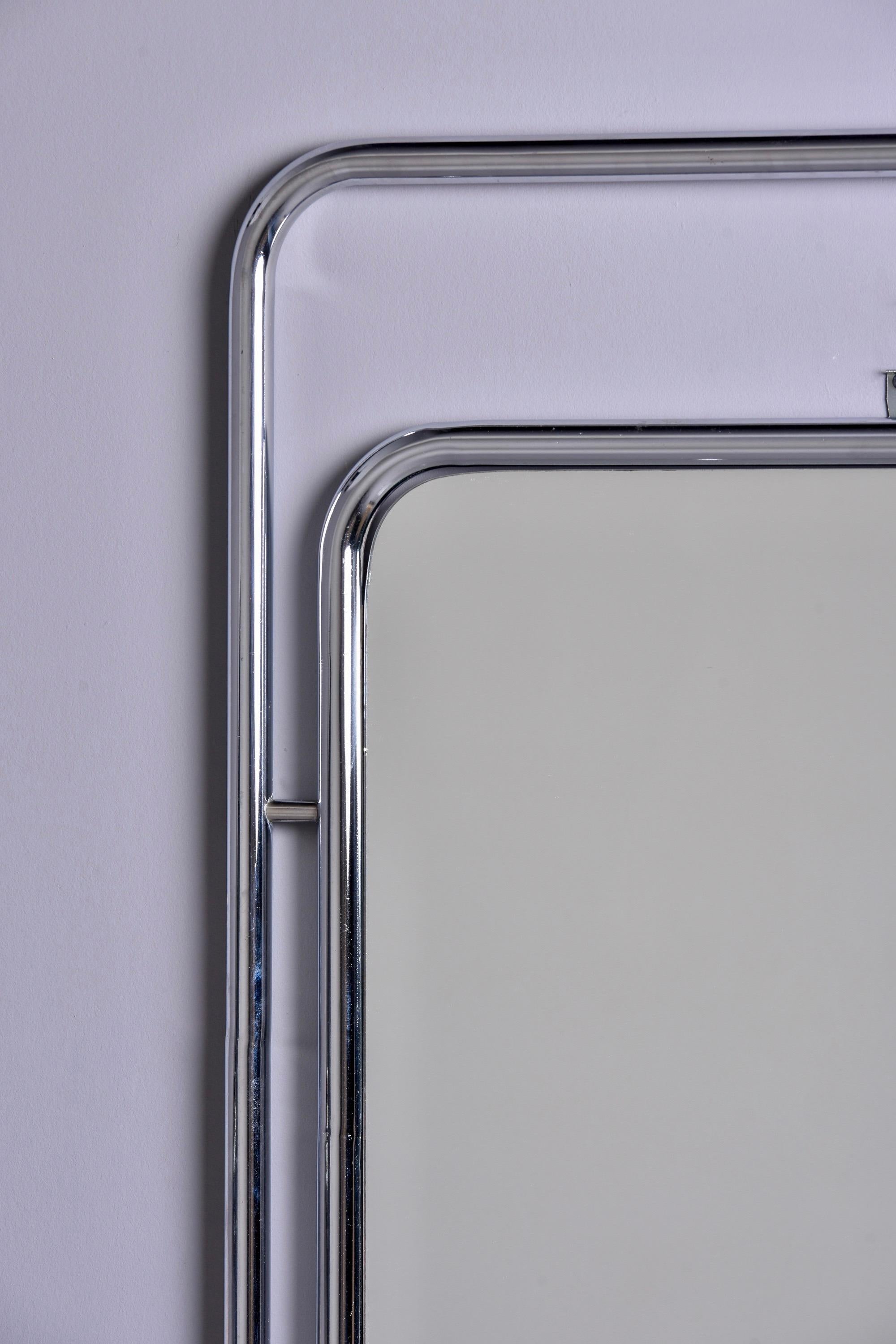Italian Mid Century Chrome Trimmed Square Mirror Within Chrome Frame For Sale 3