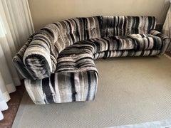 Italian Mid-Century Circular Selectional Sofa, Newly Upholstered Velvet, 1950s
