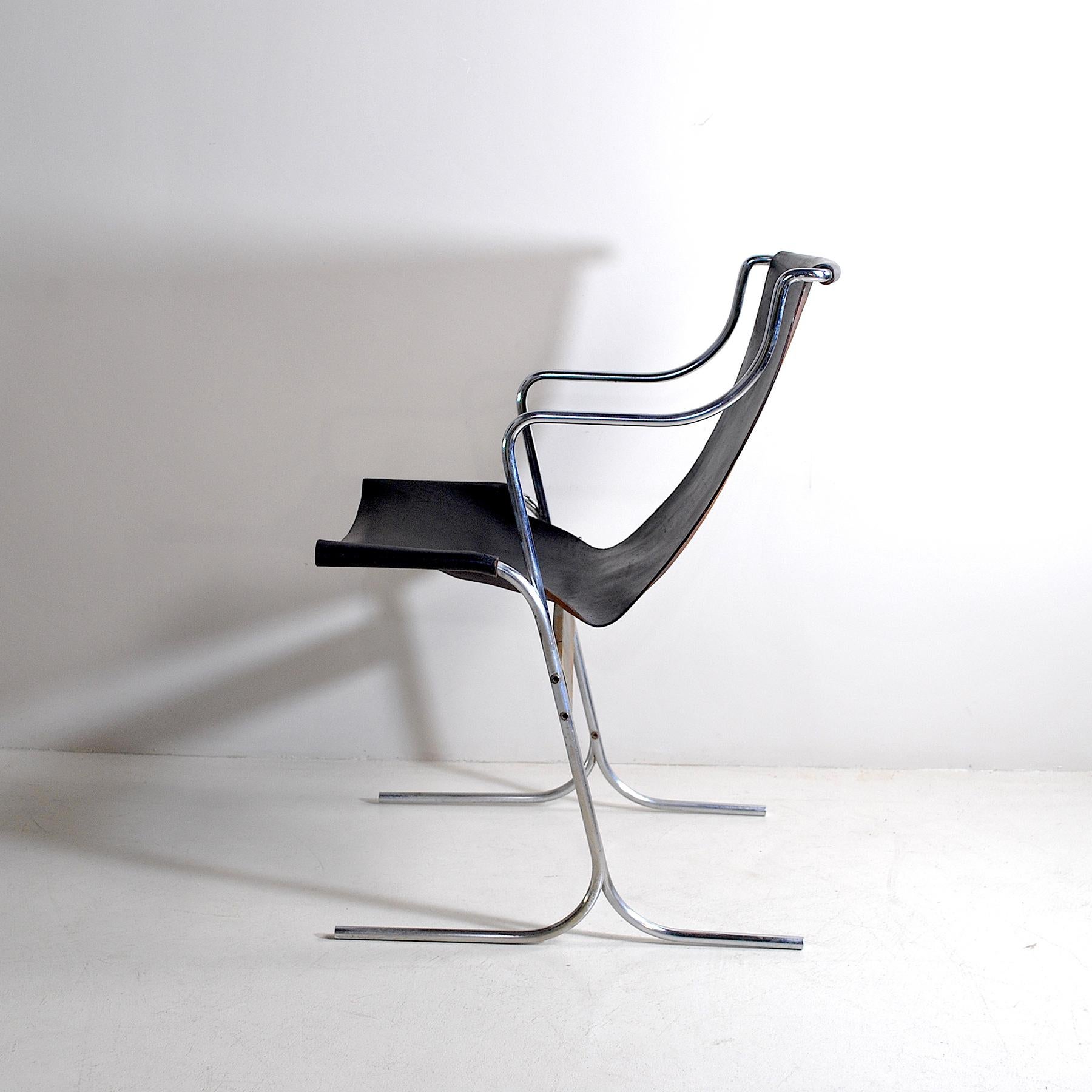 Steel Italian Midcentury Club Chair, Late 1960s For Sale