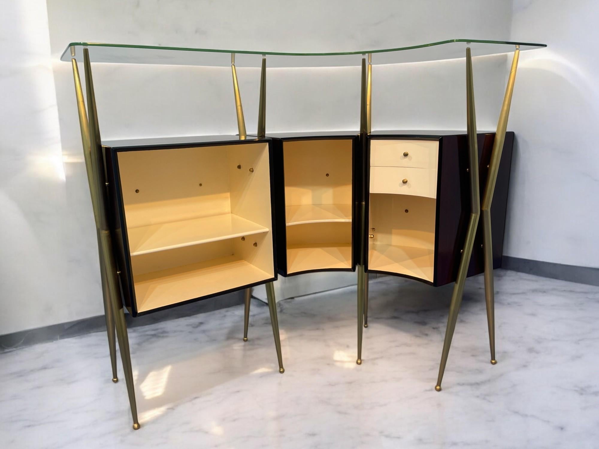 Set da cocktail bar con mobile in stile Gio Ponti, 1950 in vendita 9