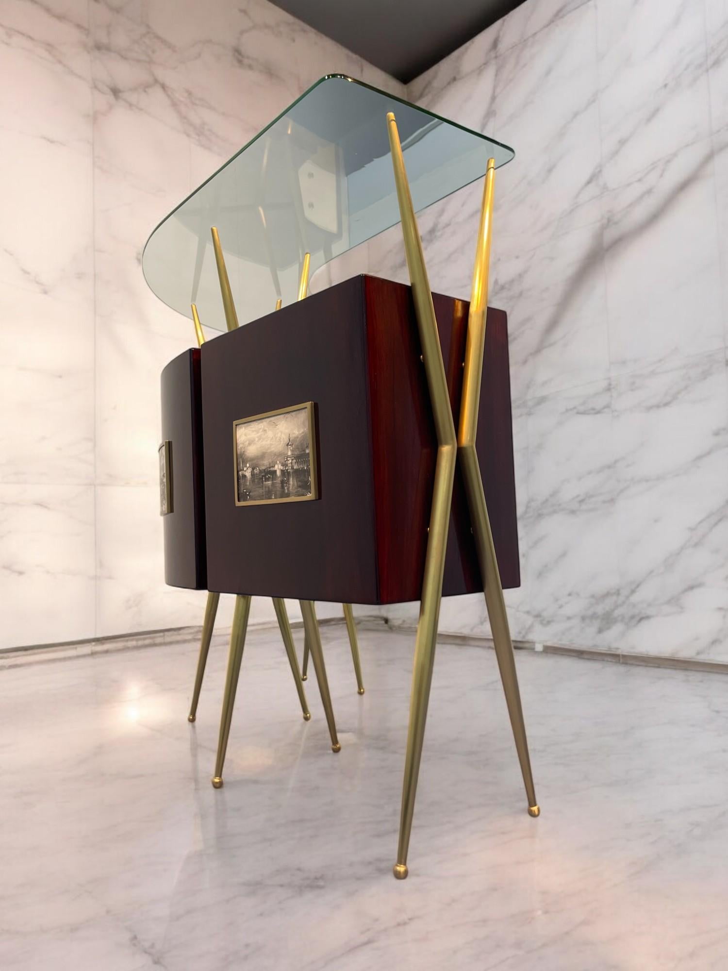Set da cocktail bar con mobile in stile Gio Ponti, 1950 in vendita 10