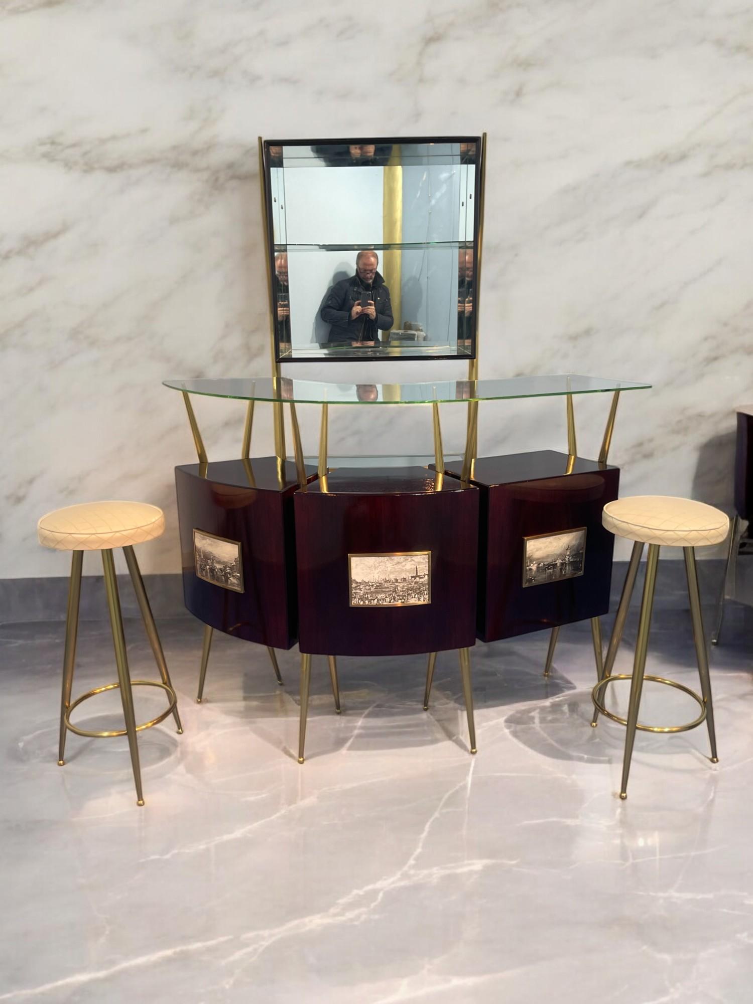 Mid-Century moderno Set da cocktail bar con mobile in stile Gio Ponti, 1950 in vendita