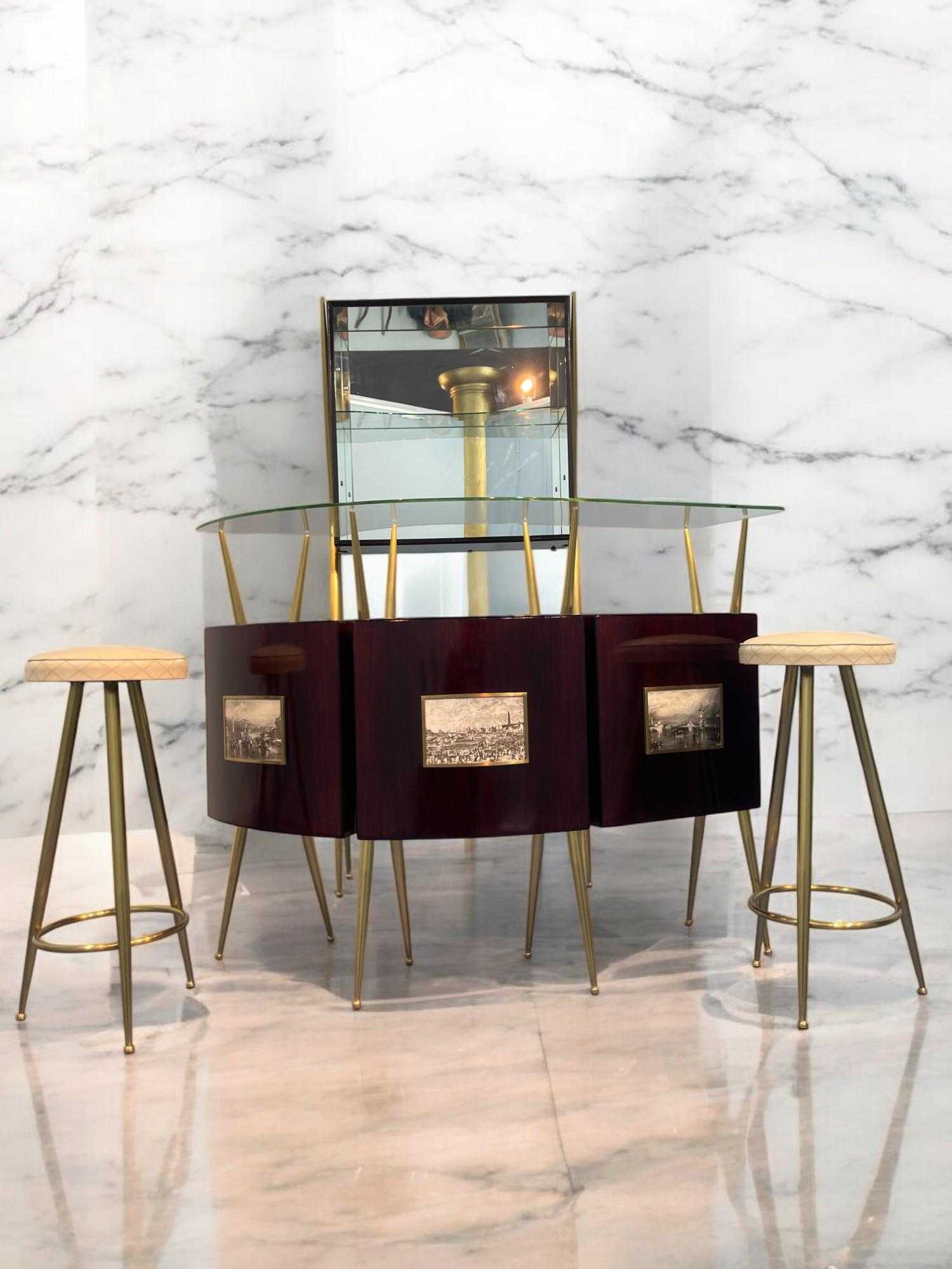 Italiano Set da cocktail bar con mobile in stile Gio Ponti, 1950 in vendita
