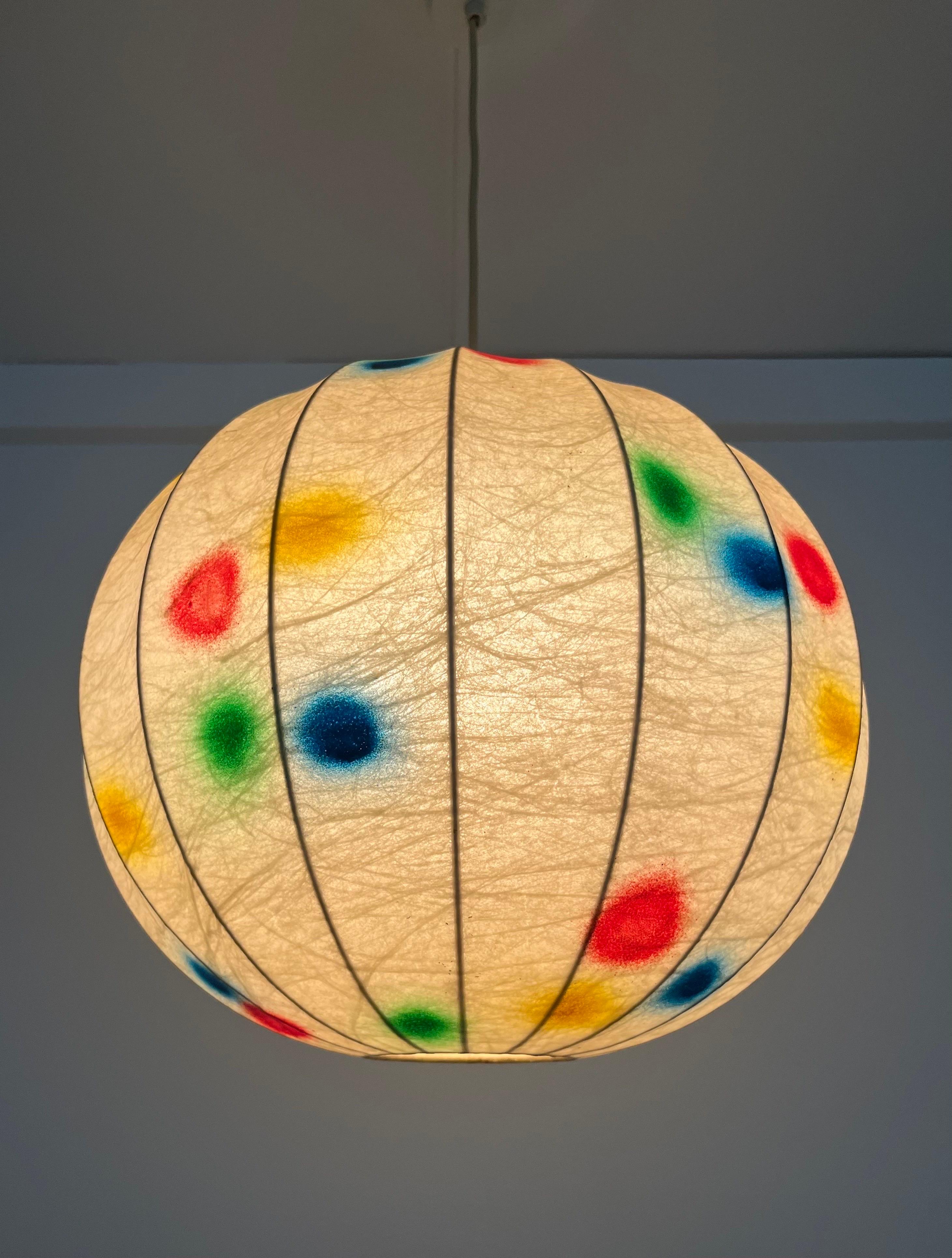 Italian Mid-century Cocoon Colorful Chandelier by 
