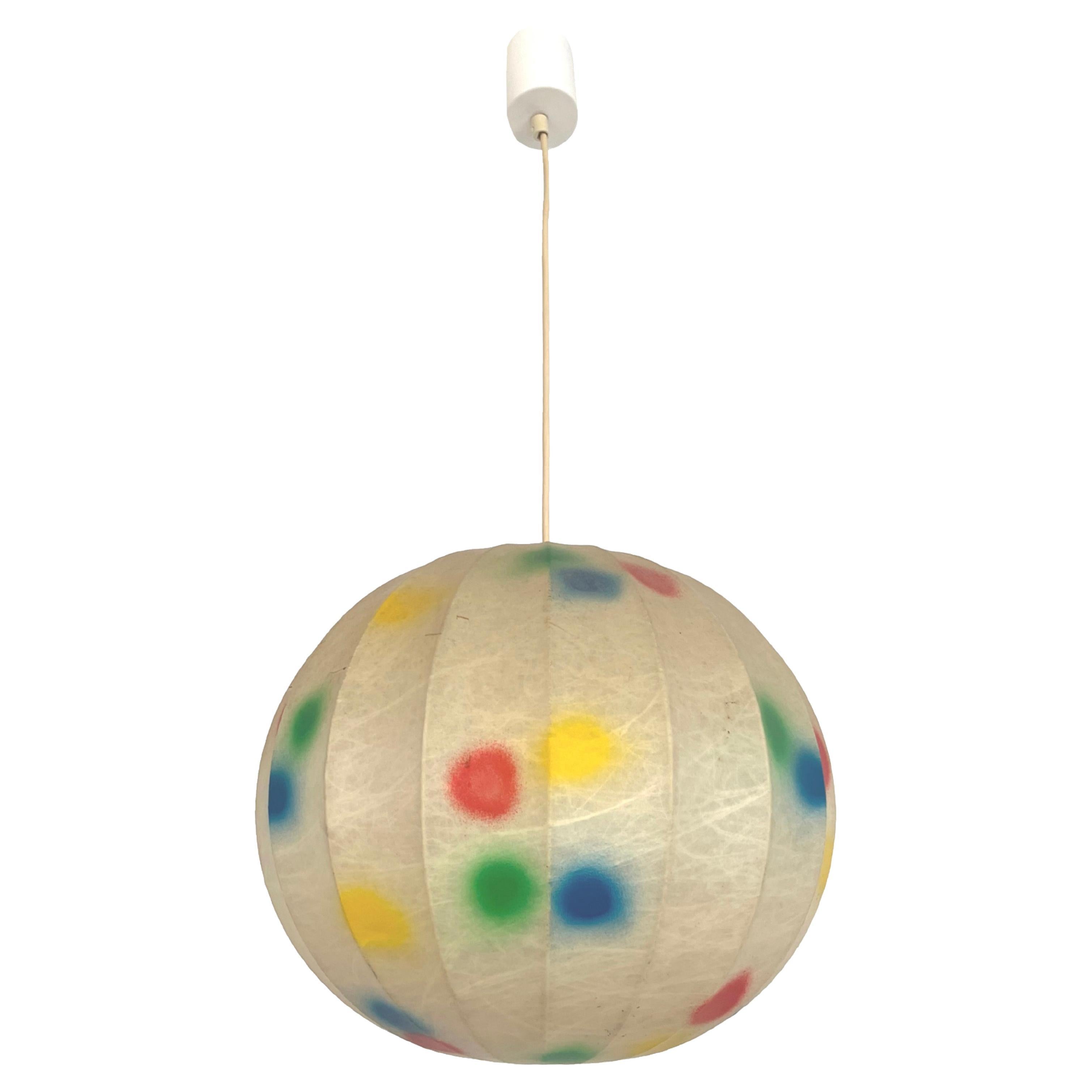 Italian Mid-century Cocoon Colorful Chandelier by "Cocoon crèation", 1970s For Sale