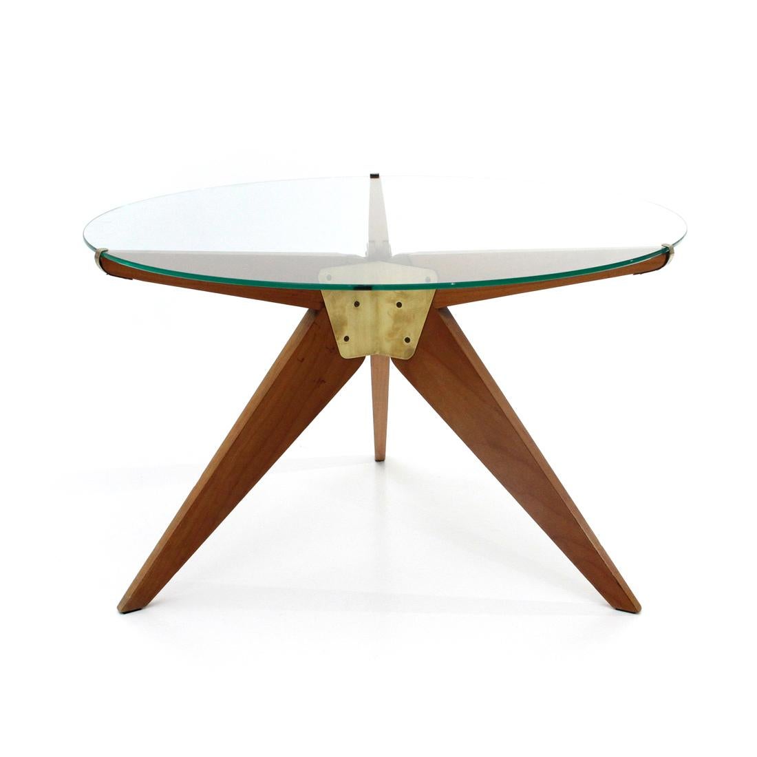 Mid-Century Modern Italian Midcentury Coffee Table with Glass Top, 1950s