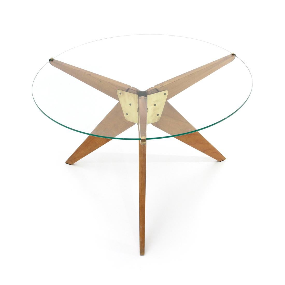 Mid-20th Century Italian Midcentury Coffee Table with Glass Top, 1950s