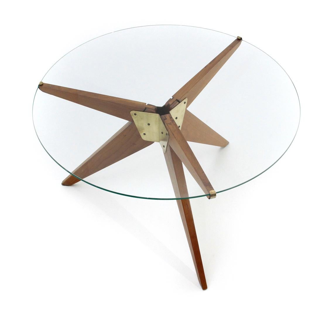 Italian Midcentury Coffee Table with Glass Top, 1950s 1