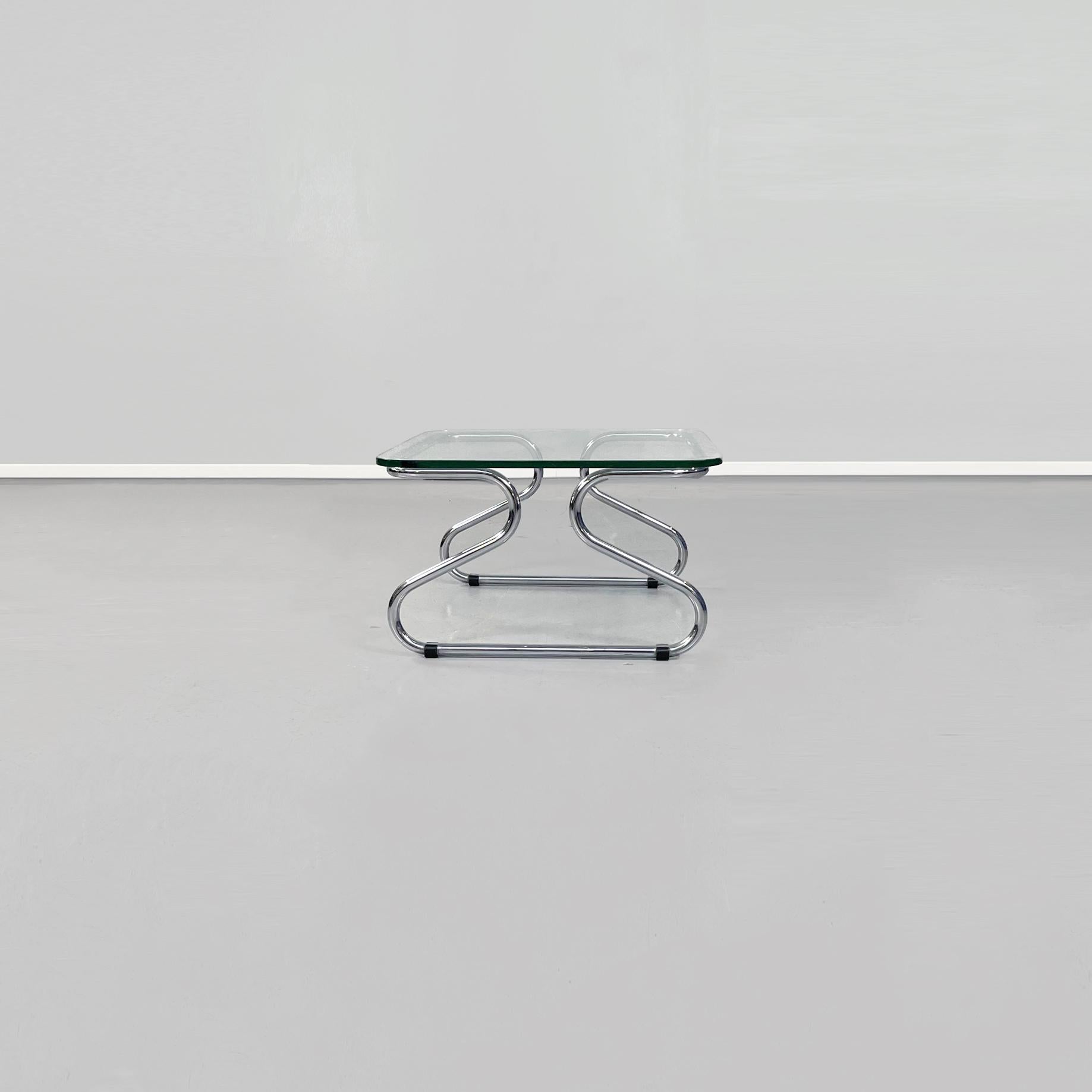 Mid-Century Modern Italian Mid-Century Coffee Table in Glass and Steel, 1970s For Sale
