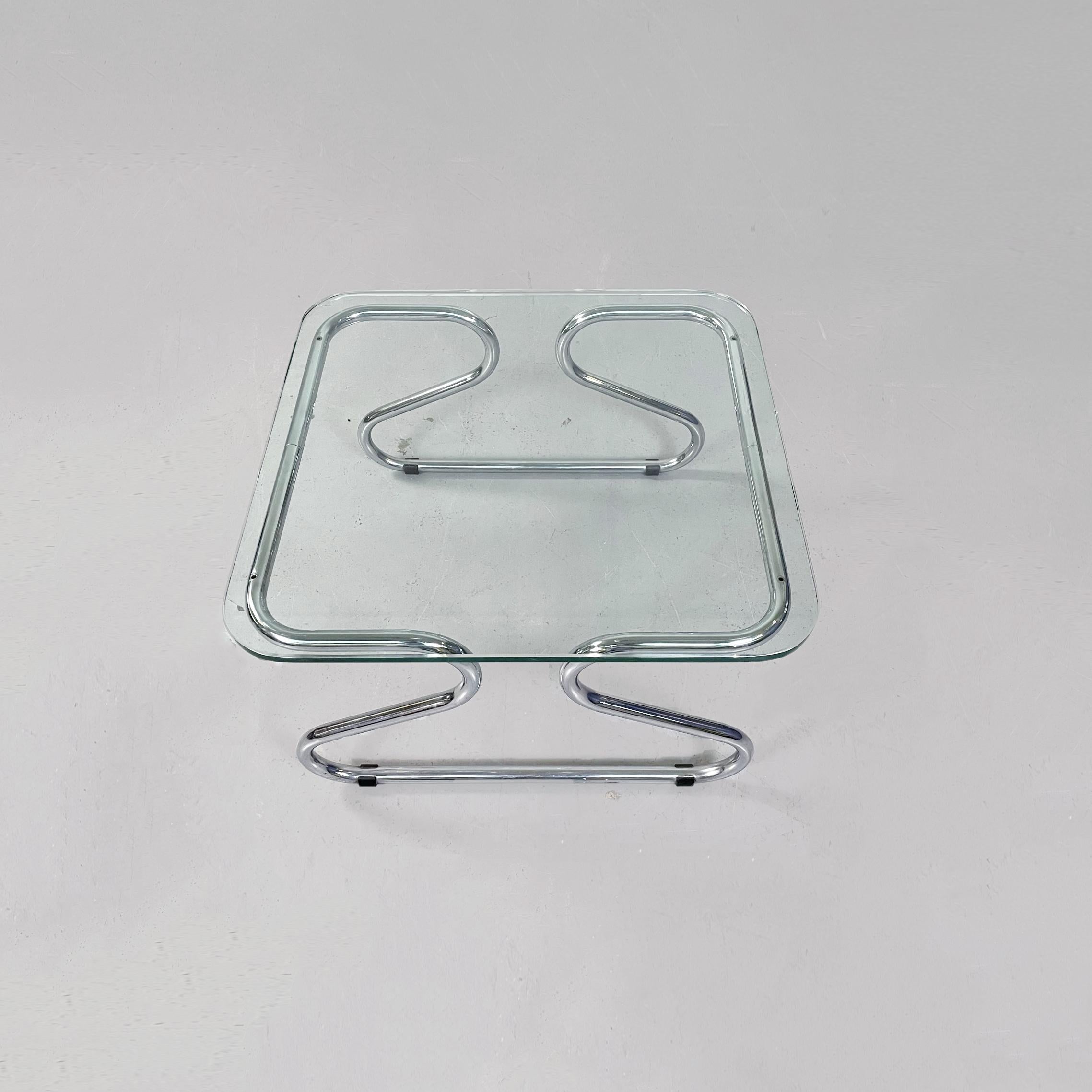 Italian Mid-Century Coffee Table in Glass and Steel, 1970s In Good Condition For Sale In MIlano, IT