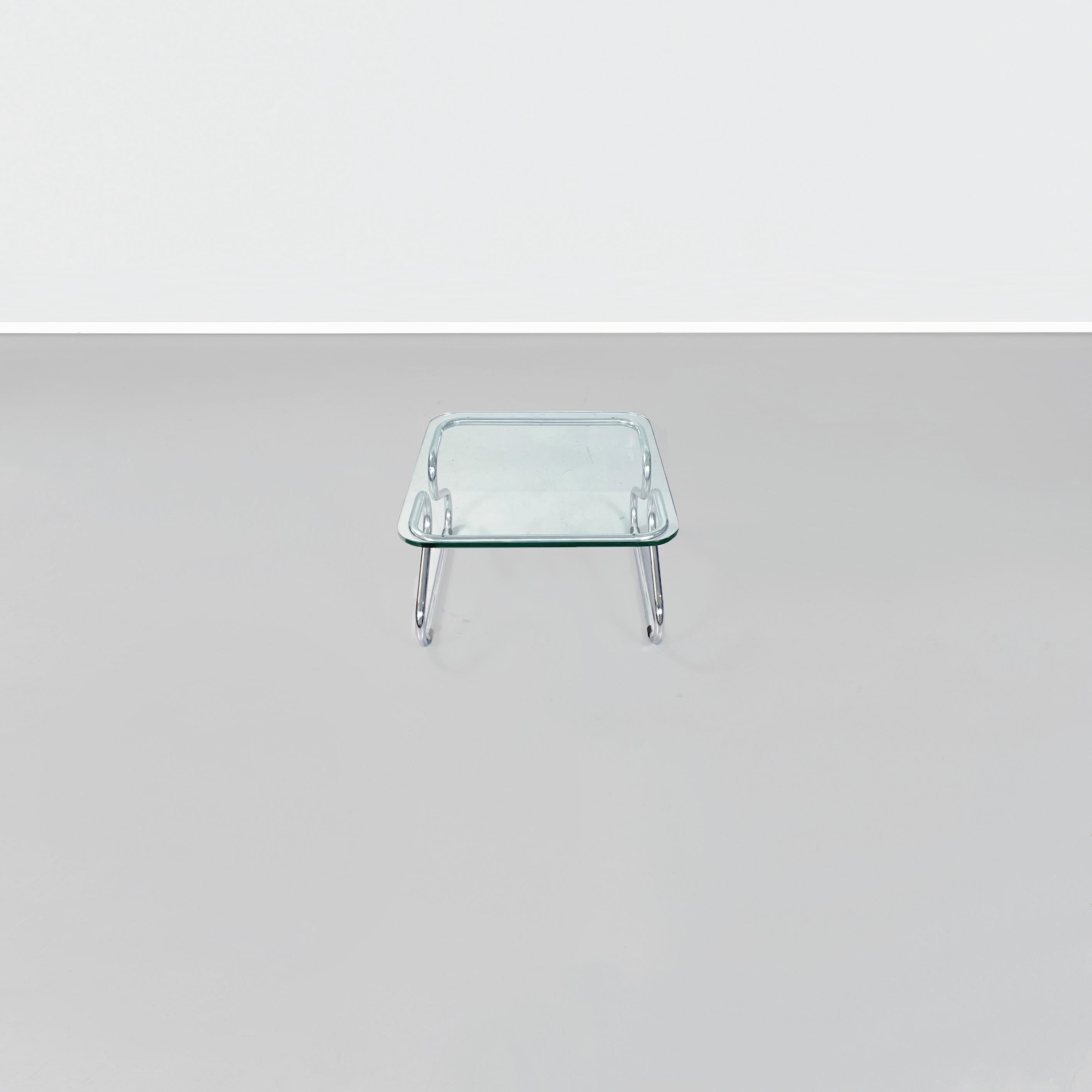 Late 20th Century Italian Mid-Century Coffee Table in Glass and Steel, 1970s For Sale