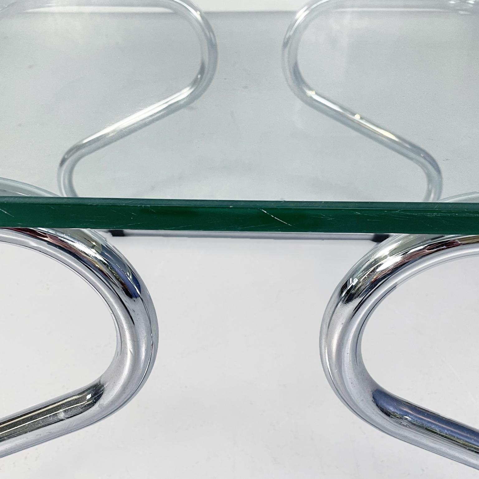 Italian Mid-Century Coffee Table in Glass and Steel, 1970s For Sale 1