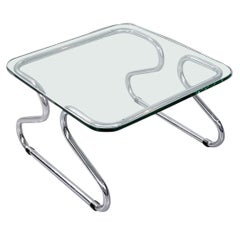 Table basse italienne du milieu du siècle en verre et acier, 1970