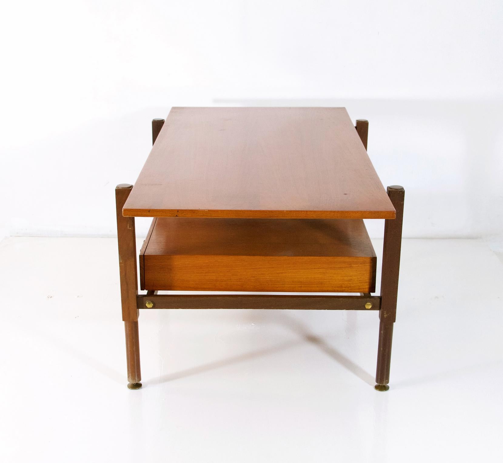 Hardwood Italian Mid Century Coffee Table For Sale