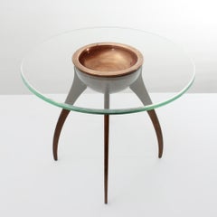 Italian Midcentury Coffee Table with Copper Cup, 1940s