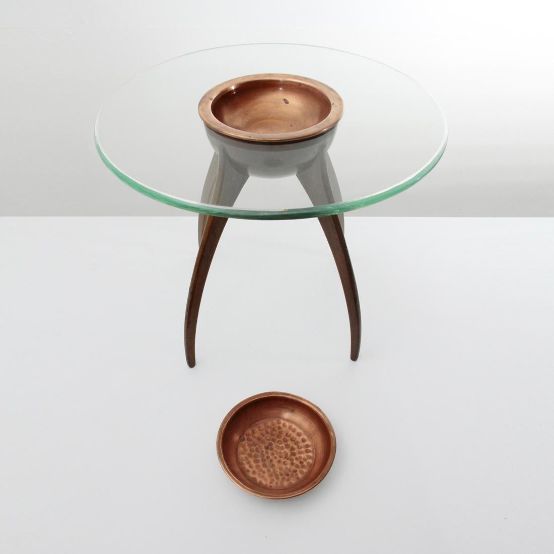 Mid-Century Modern Italian Midcentury Coffee Table with Copper Cup, 1940s