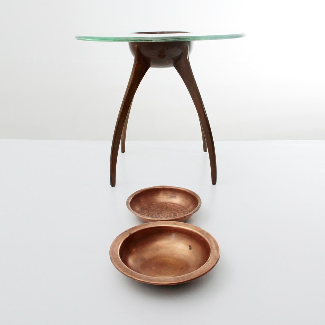 Italian Midcentury Coffee Table with Copper Cup, 1940s In Good Condition In Savona, IT