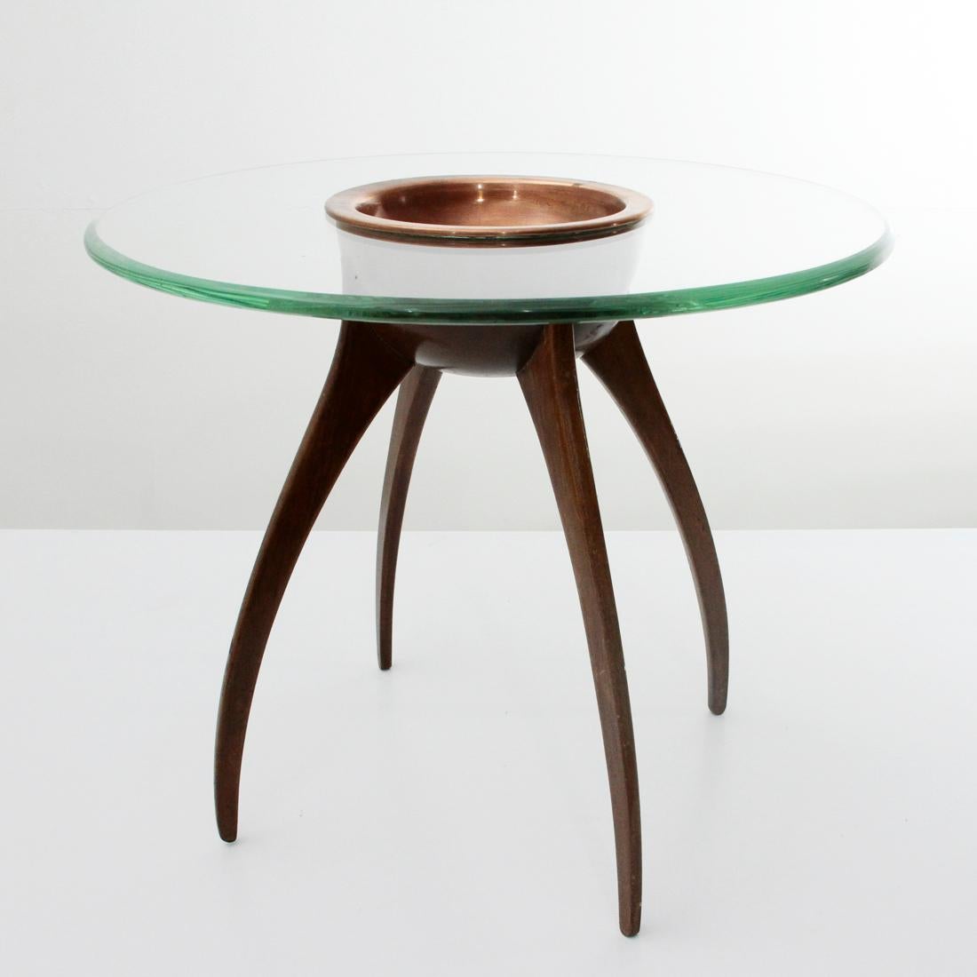 Mid-20th Century Italian Midcentury Coffee Table with Copper Cup, 1940s
