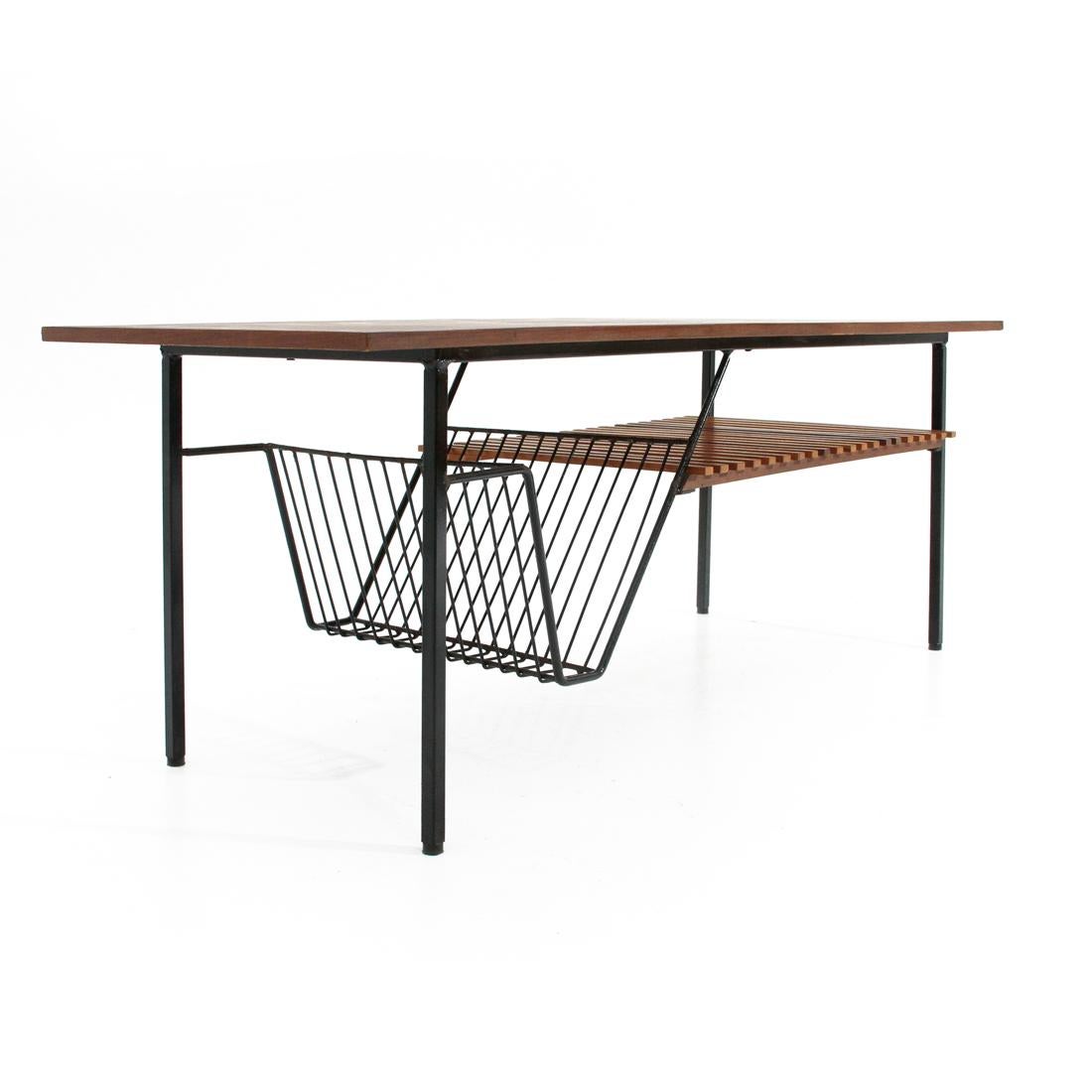 Mid-Century Modern Italian Midcentury Coffee Table with Magazine Rack, 1950s