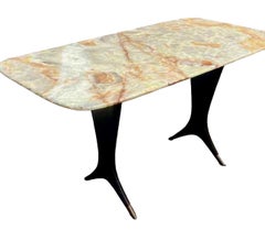 Table basse italienne du milieu du siècle avec plateau en marbre, années 1950