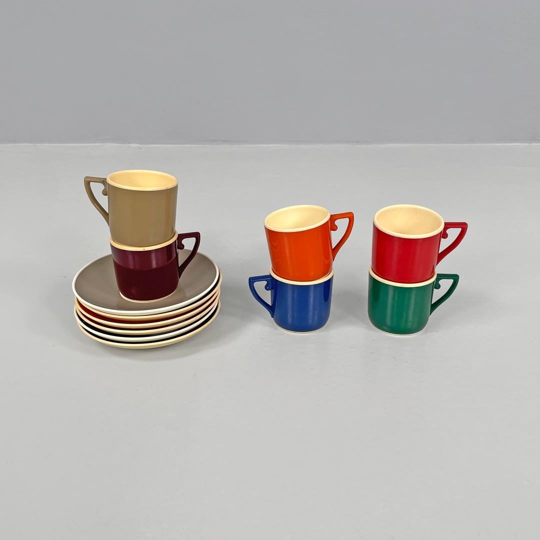 Mid-Century Modern Italian mid-century colored plastic cups and saucers by Kartell Samco, 1960s