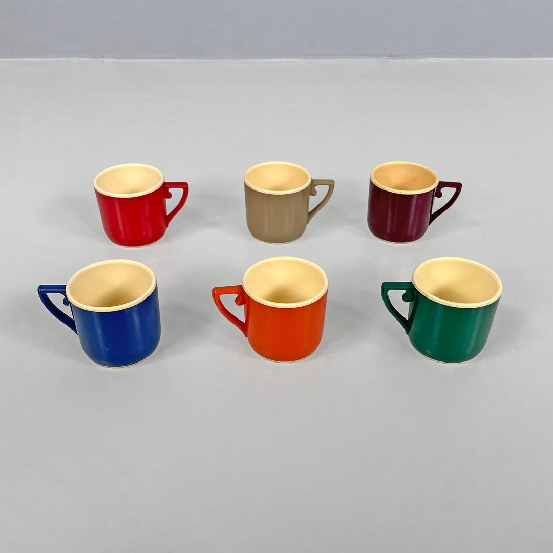 Plastic Italian mid-century colored plastic cups and saucers by Kartell Samco, 1960s