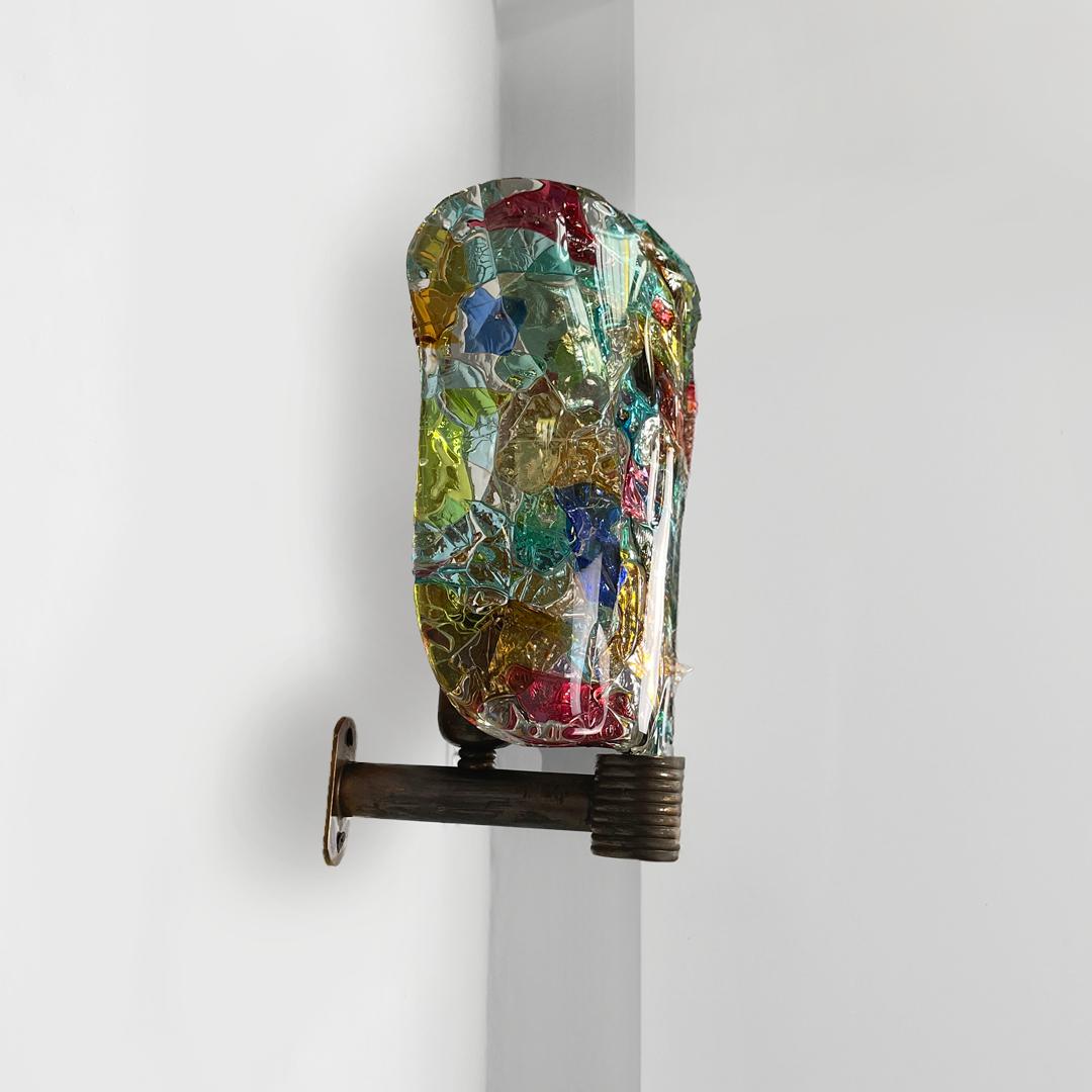 Italian mid century colorful glass wall lamp by Venini, 1950s In Good Condition For Sale In MIlano, IT