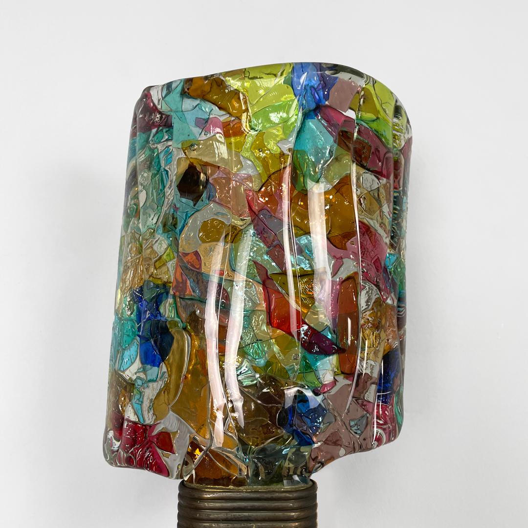 Italian mid century colorful glass wall lamp by Venini, 1950s For Sale 1