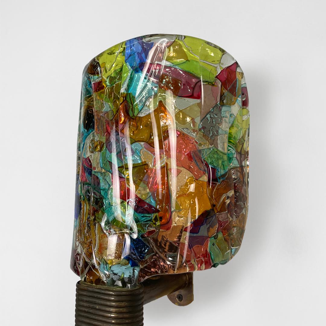Italian mid century colorful glass wall lamp by Venini, 1950s For Sale 2