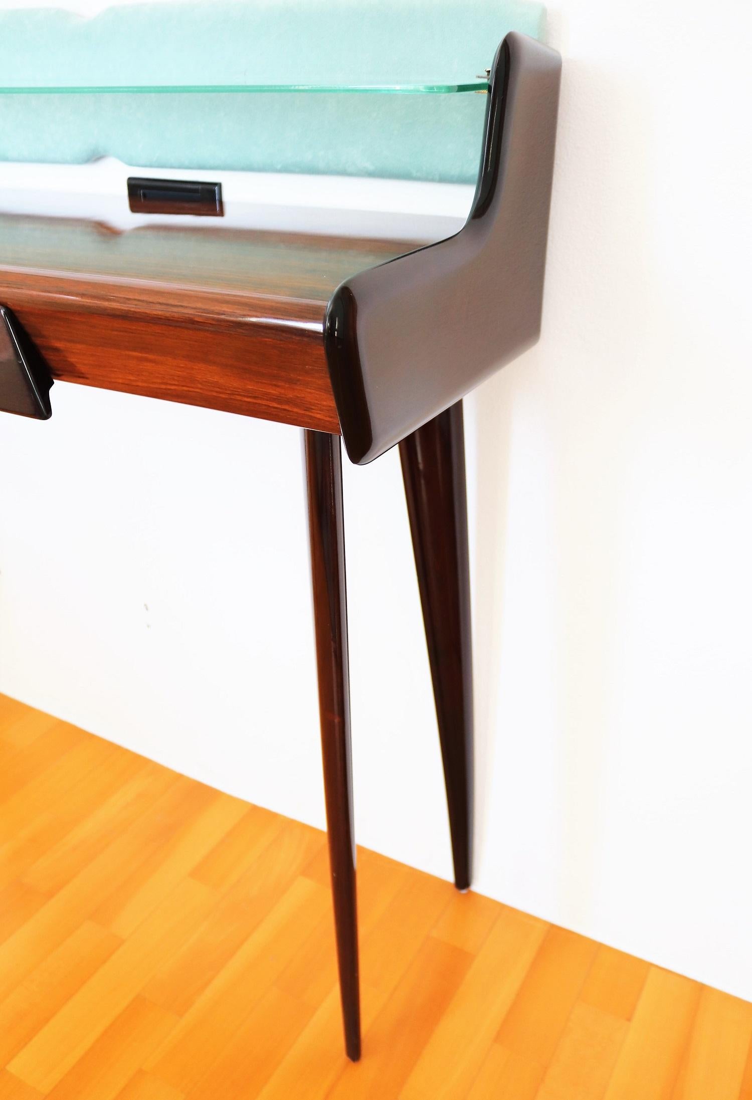 Italian Midcentury Console Design Table in Mahogany and Maple, 1950s 6