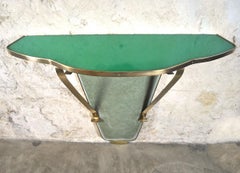 Eugenio & Ermenegildo Soncini Italian Midcentury Console in Brass Colored Glass