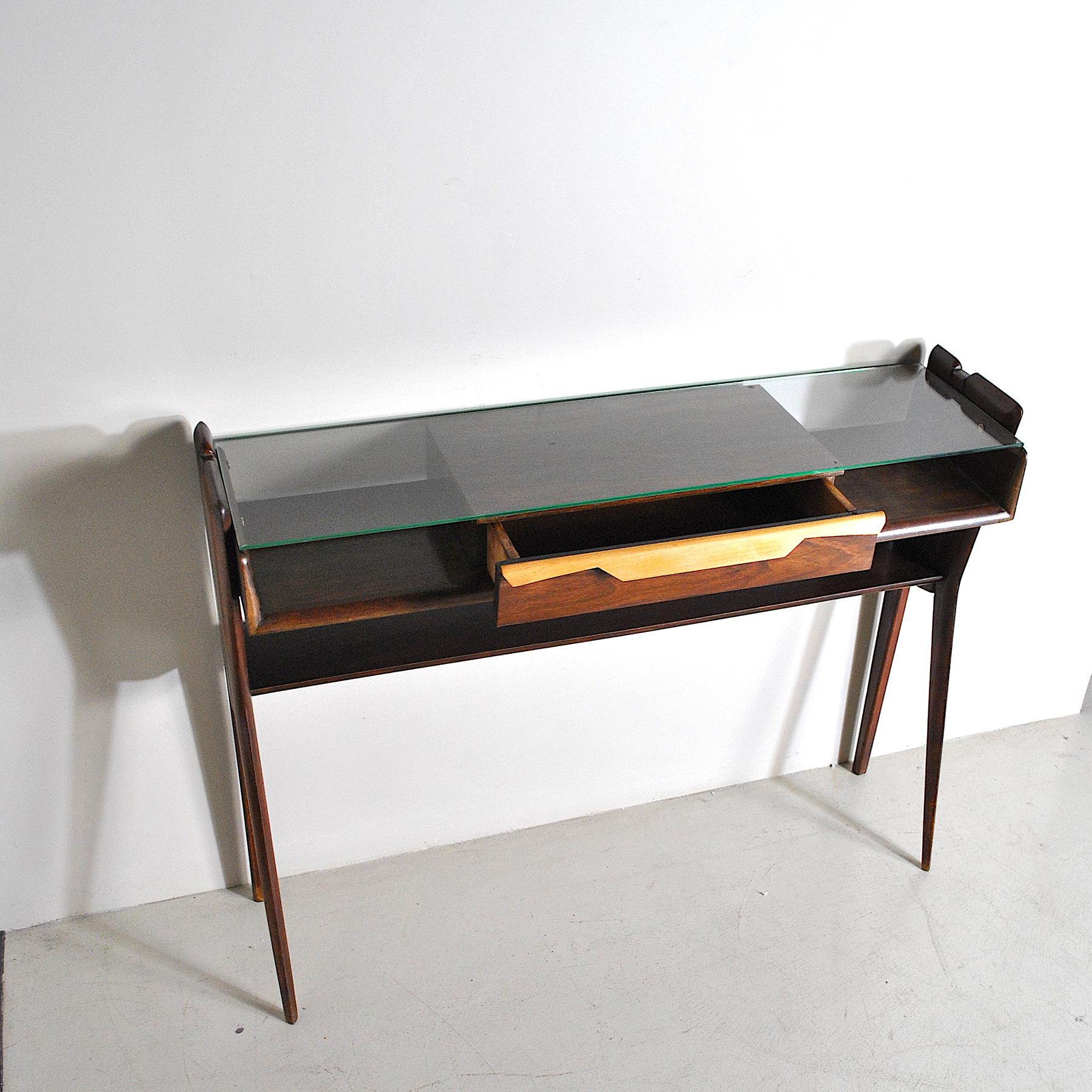 Glass Italian Mid Century Console Table Late 50's Ico Parisi Style