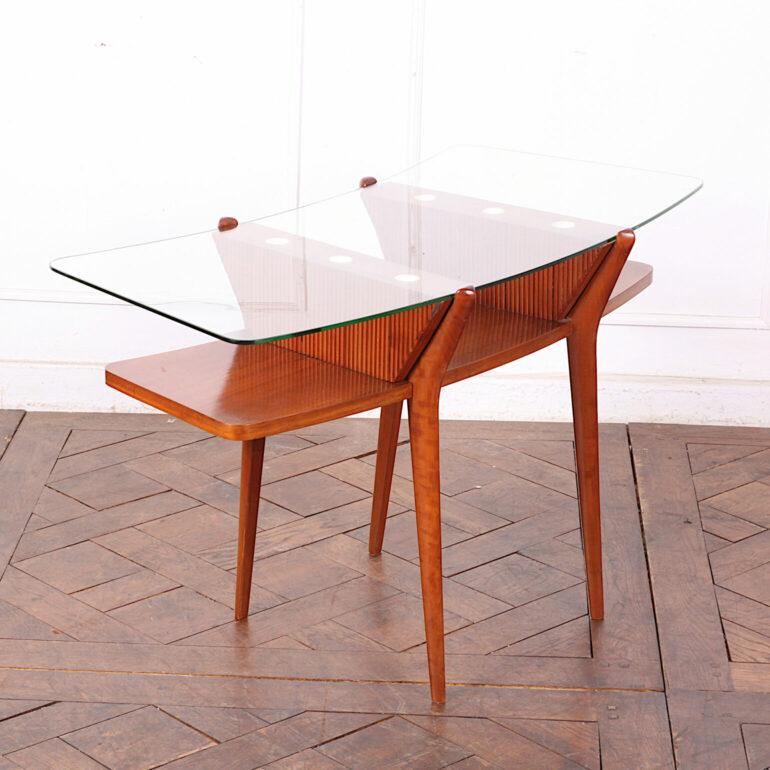Bois Table console italienne du milieu du siècle d'Osvaldo Borsani en vente
