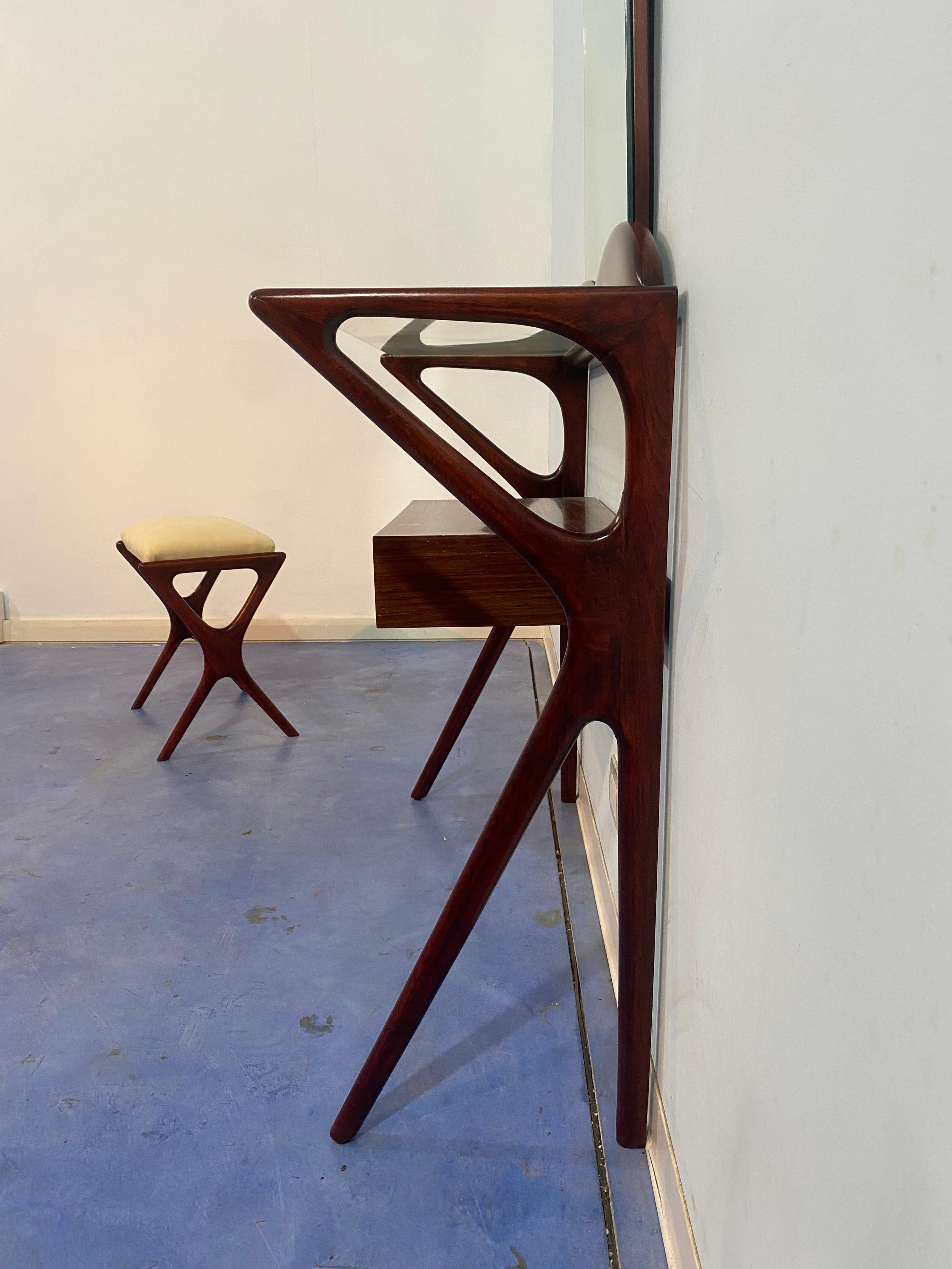 Italienischer Mid-Century-Konsolentisch mit Spiegel, Ico Parisi zugeschrieben, 1950er Jahre im Angebot 3
