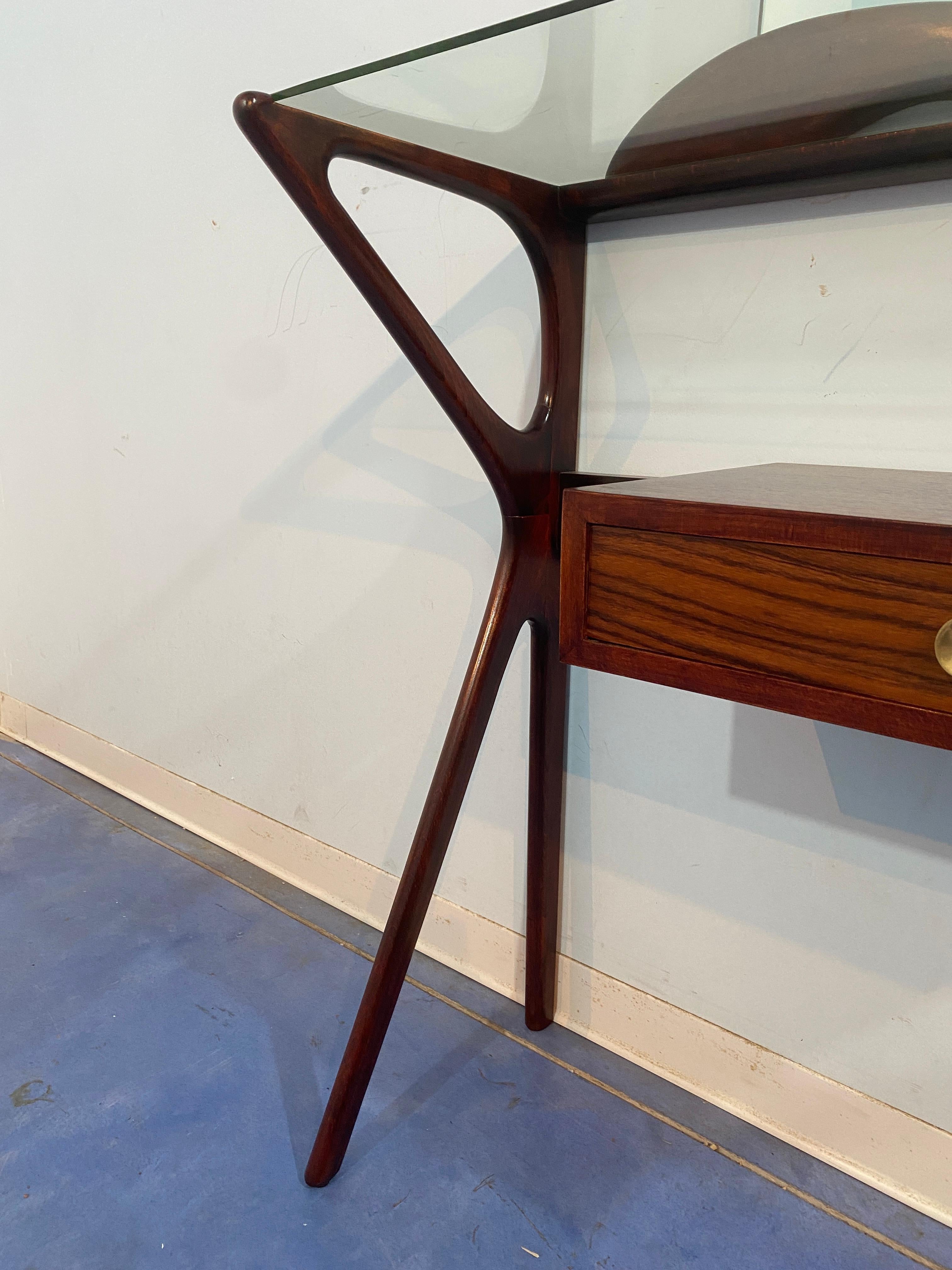 Italienischer Mid-Century-Konsolentisch mit Spiegel, Ico Parisi zugeschrieben, 1950er Jahre im Angebot 4